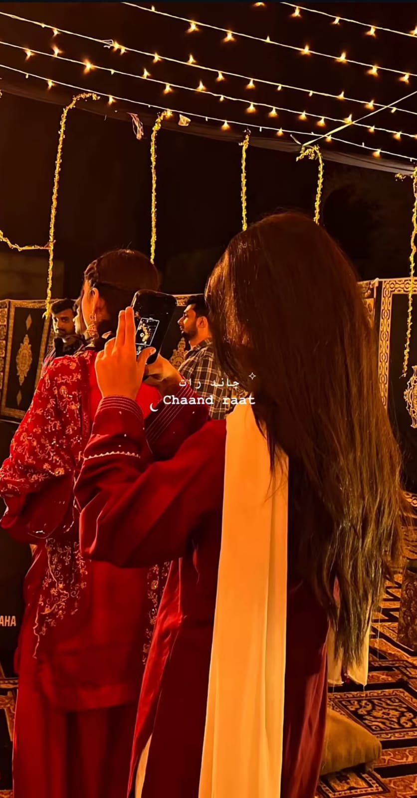 Golden-accented decorative elements and vintage aesthetic details showcasing the traditional elegance of the Chaand Raat celebration design